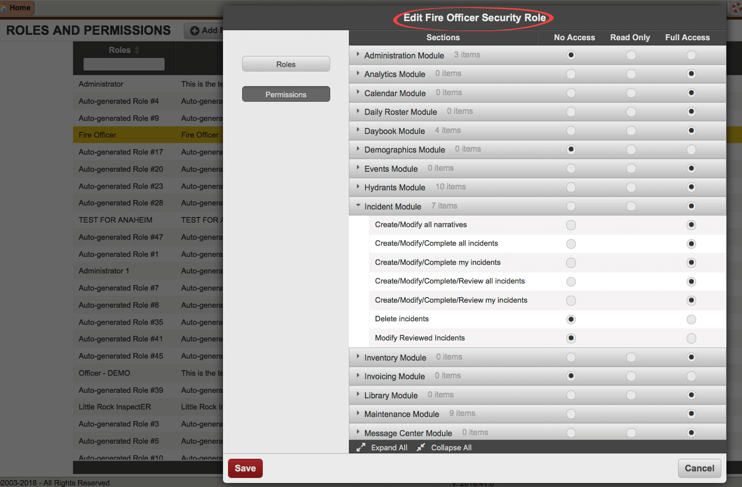 edit fire officer security role
